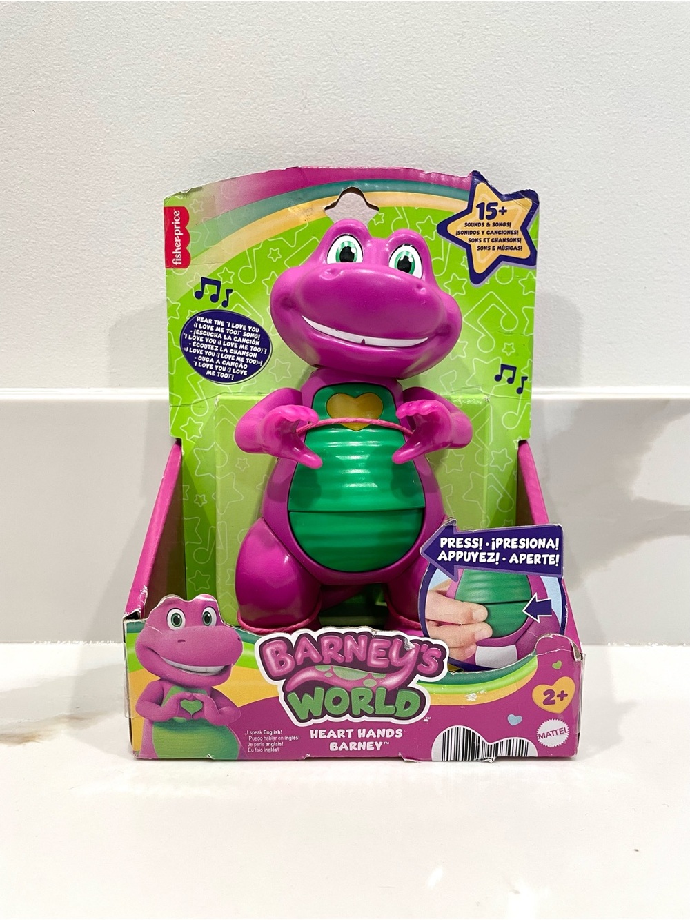 🟡2/$30 NEW Barney’s World Heart Hands Barney Toy Figure w/ Music & Lights